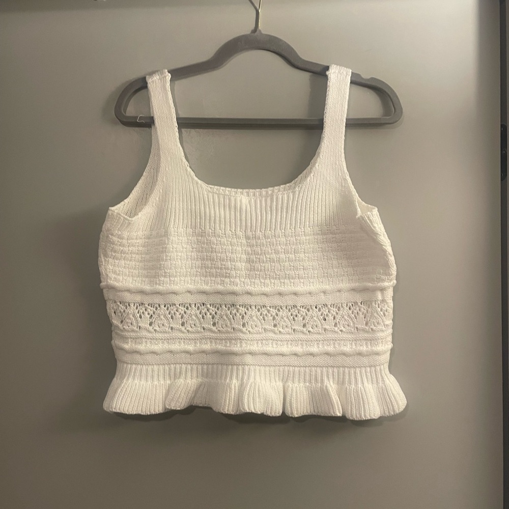 Blu Pepper White Knit Top with Floral Details - Picture 5 of 5